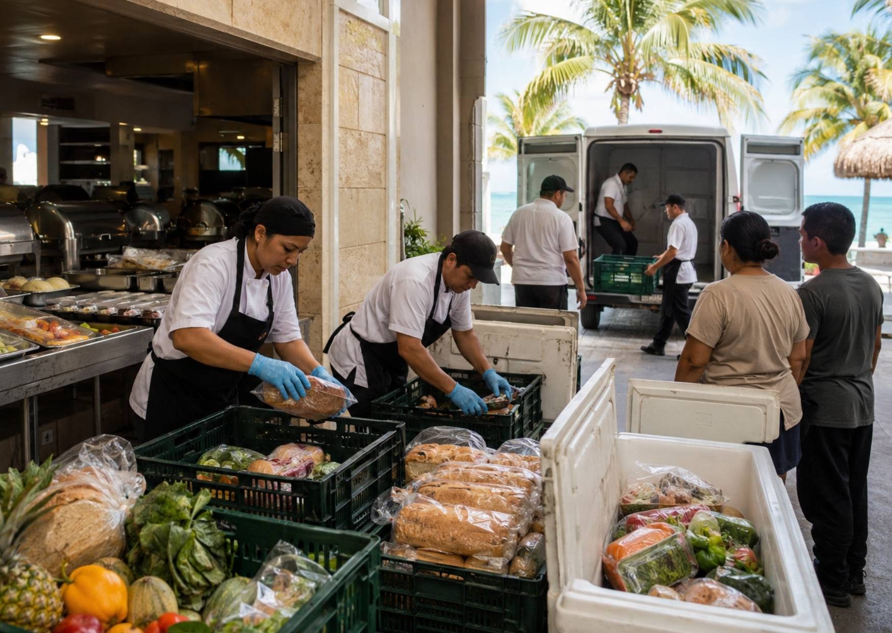 Los alimentos no vendidos deben superar una revisión sanitaria antes de ingresar a una ruta de donación.
