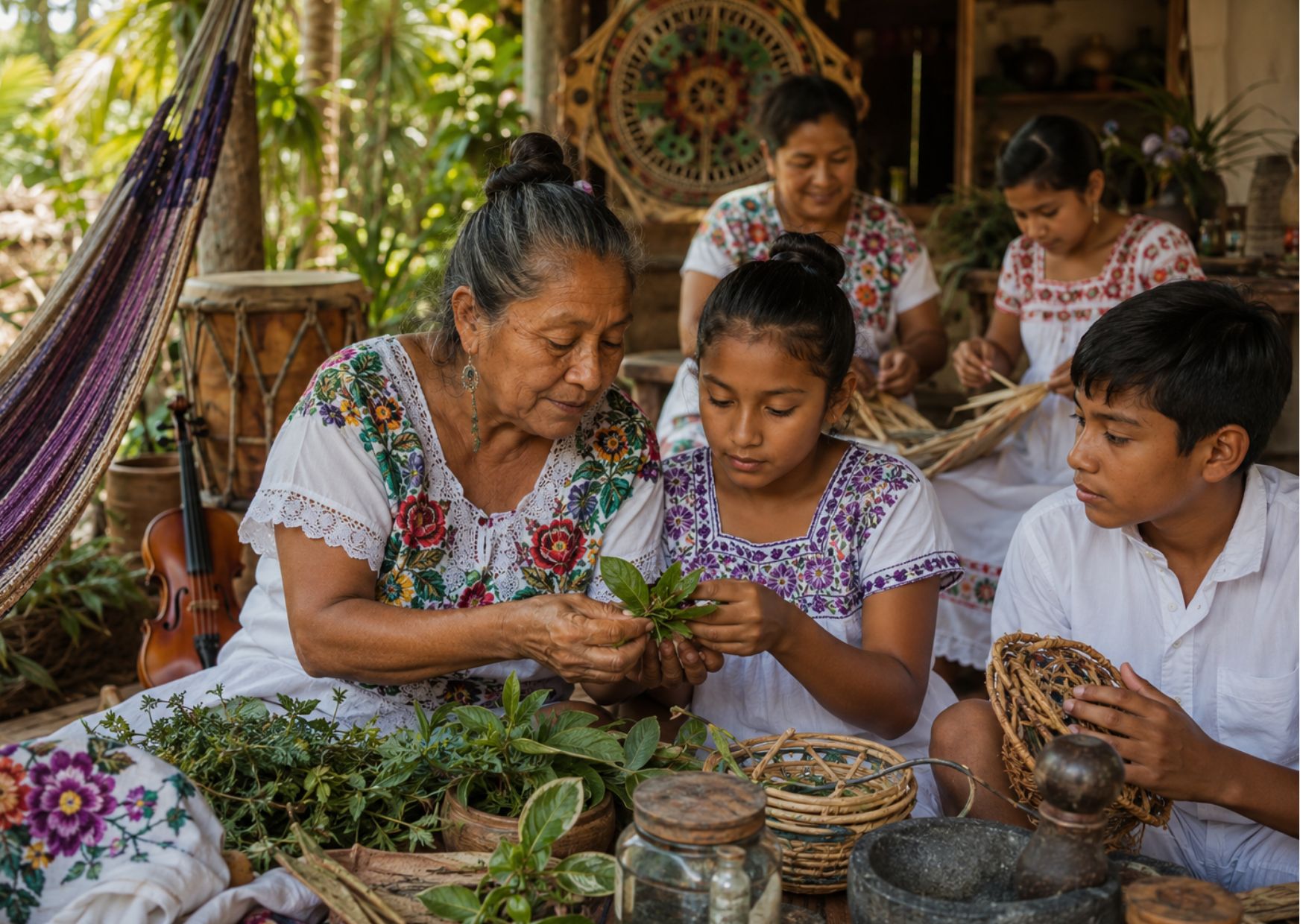 Niñas y niños comparten saberes mayas en Chetumal.