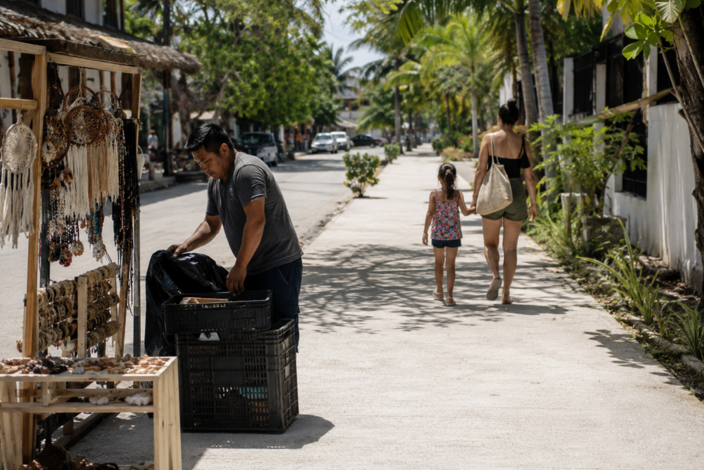 La recuperación de banquetas comenzó en La Veleta y continuará en otros sectores de Tulum.
