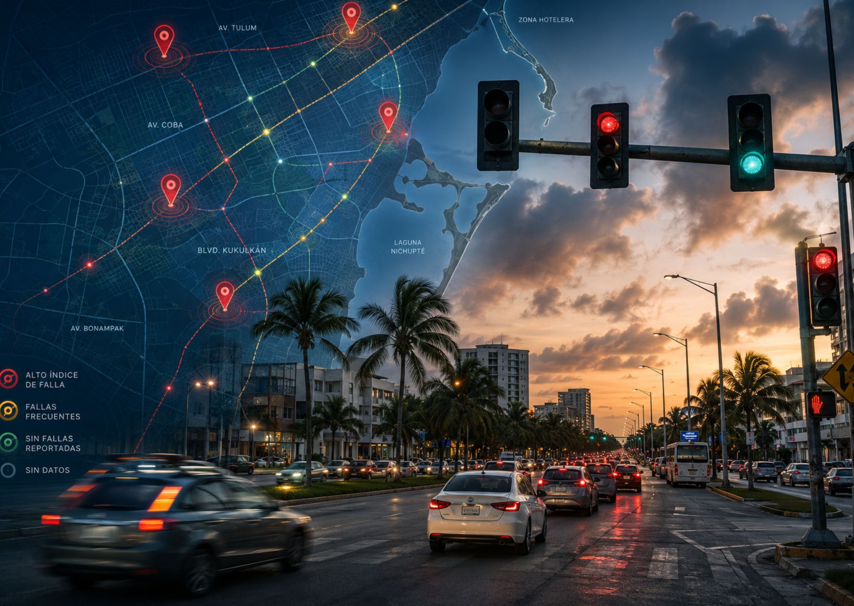 Cancún monitorea 117 de sus 178 intersecciones semaforizadas.
