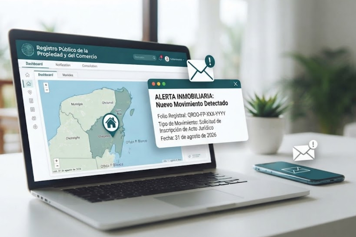 Propietaria consulta una alerta inmobiliaria desde su correo electrónico.