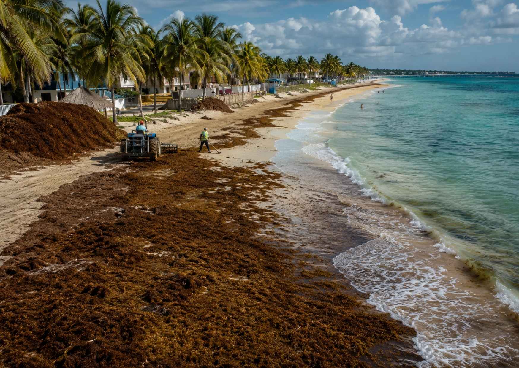 El descenso del sargazo cambia entre playas y puede variar dentro del mismo municipio.