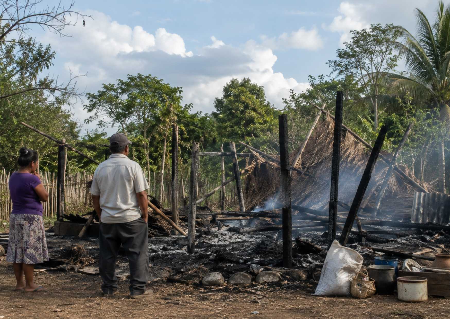 El incendio de 2024 alcanzó varias viviendas tradicionales de El Naranjal.