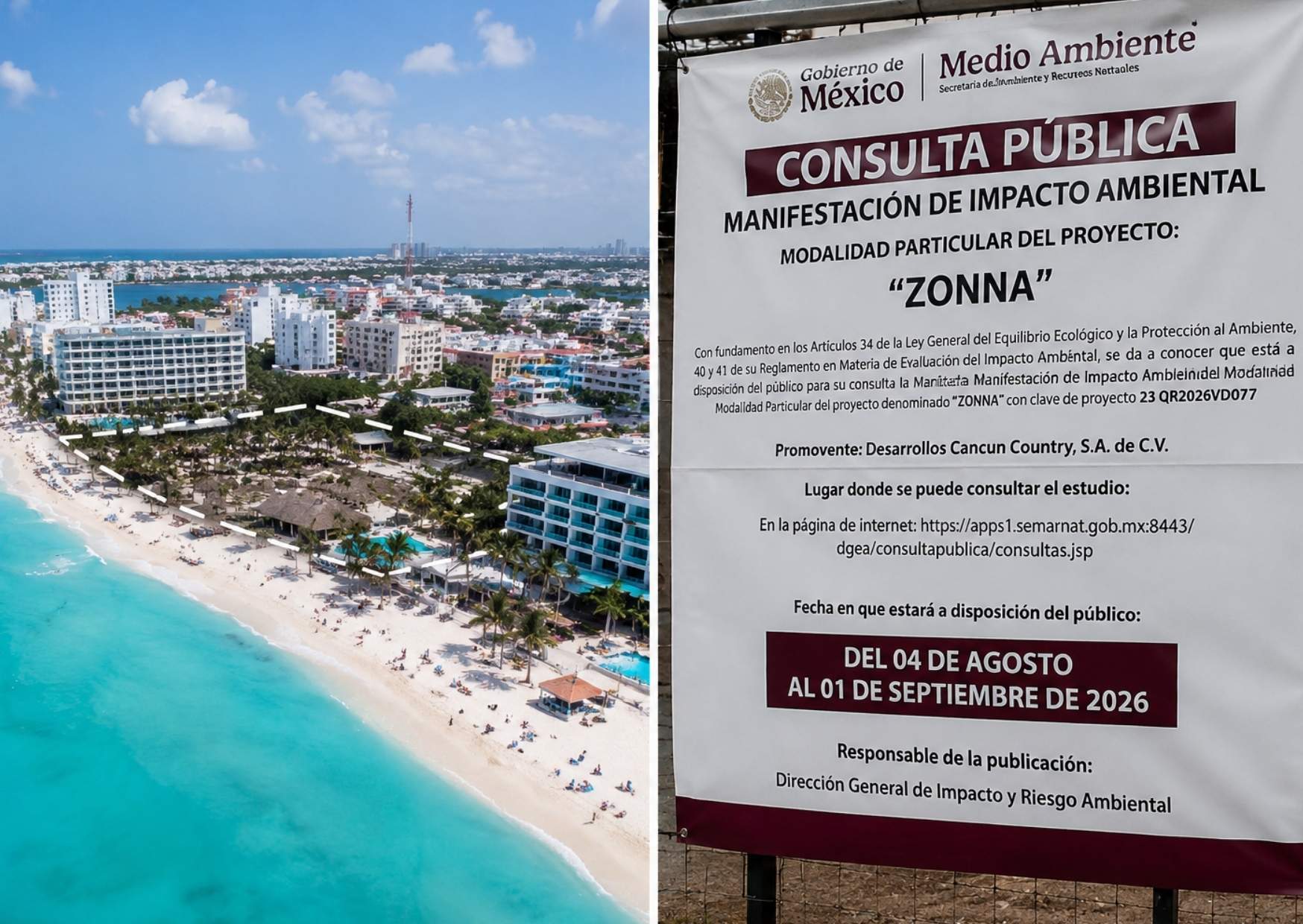 ZONNA se promociona actualmente como un desarrollo residencial de lujo frente a Playa Mamitas.