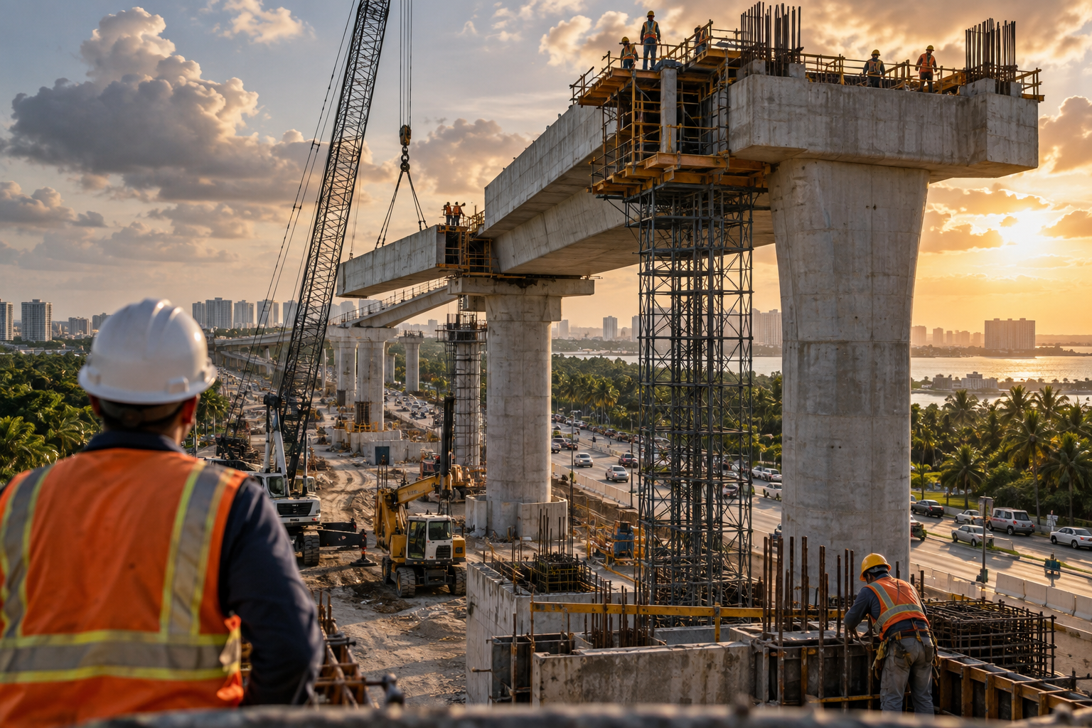 Construcción del Distribuidor Vial Kukulcán en Cancún.