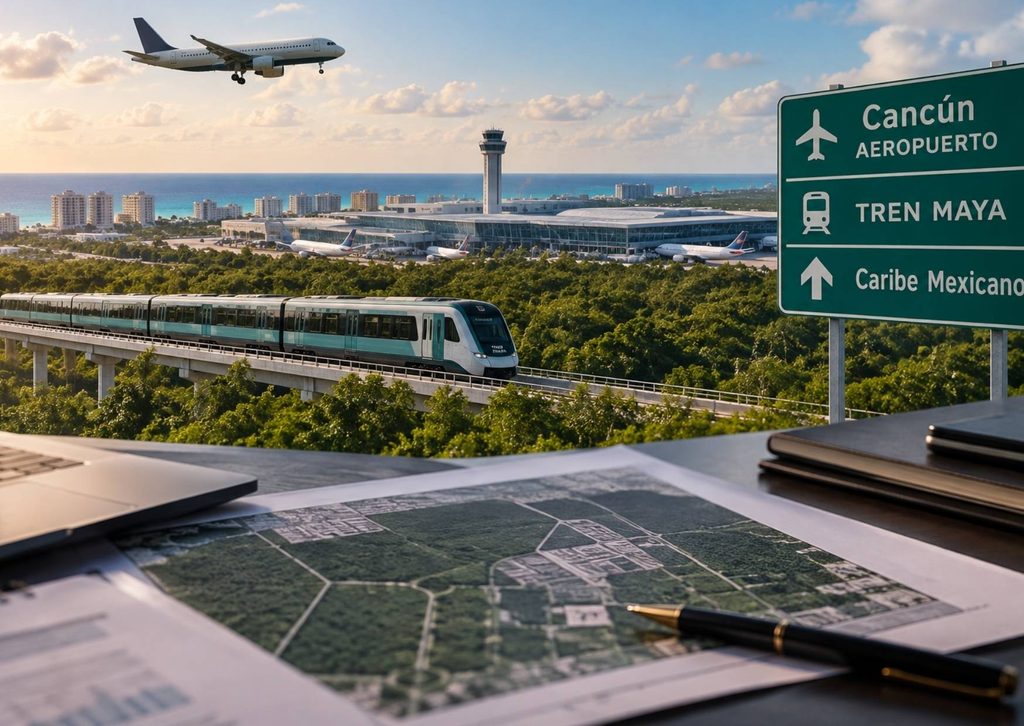 La ubicación está cerca del aeropuerto y de la estación Cancún del Tren Maya.