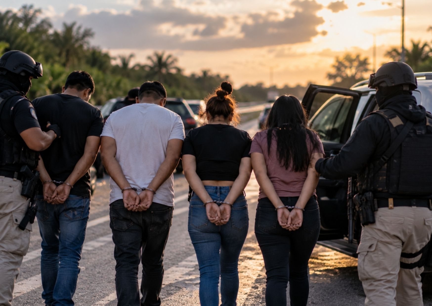 La FGE investiga a cuatro personas detenidas en la carretera Cancún-Puerto Morelos.