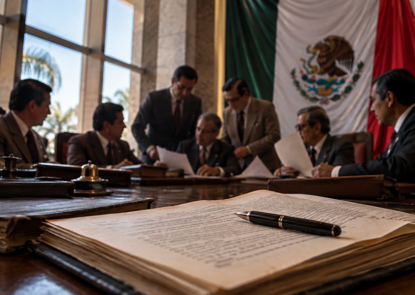 Diputados constituyentes de Quintana Roo de 1974 durante los trabajos