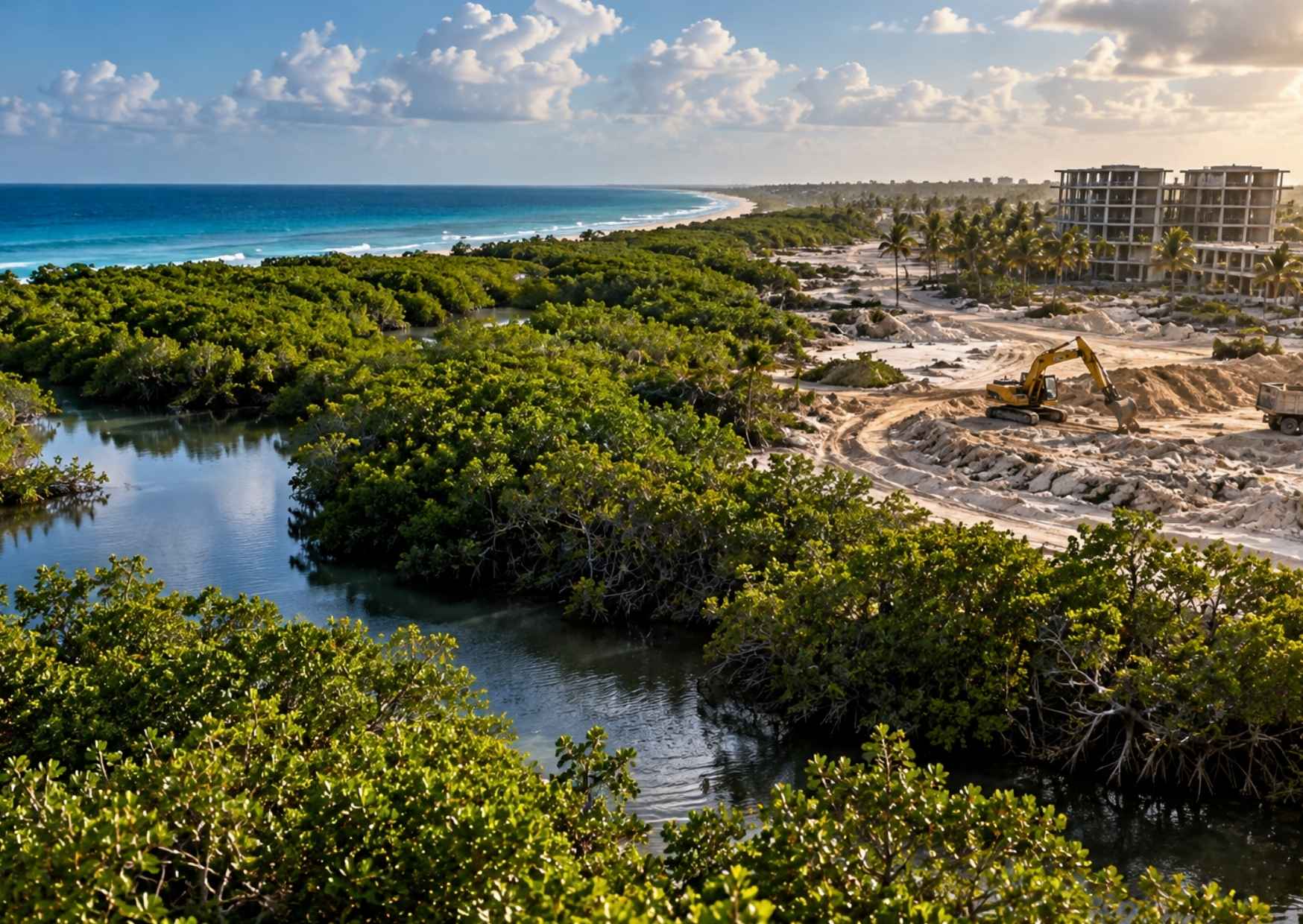 Manglar y zona costera de Punta Venado en Playa del Carmen