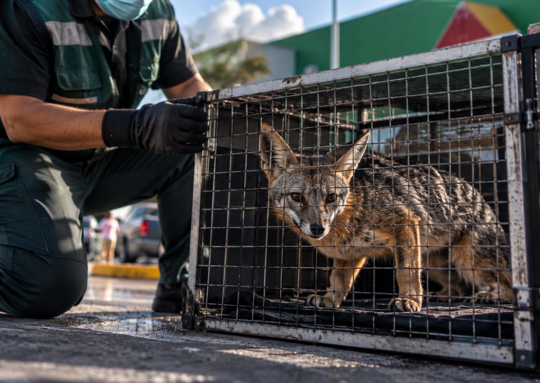 Zorra gris con rabia localizada en la Región 248 de Cancún, cerca de avenida Kabah.
